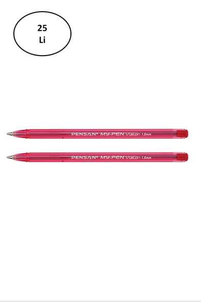 Pensan PE02210TKKI My-Pen Tükenmez Kalem, Kırmızı, 25'li - 2