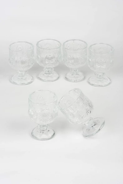 Ayaklı Kahve Yanı Bardağı Kristal Kesim Shot Bardak 7cm x 4 cm 6 Lı Set - 6