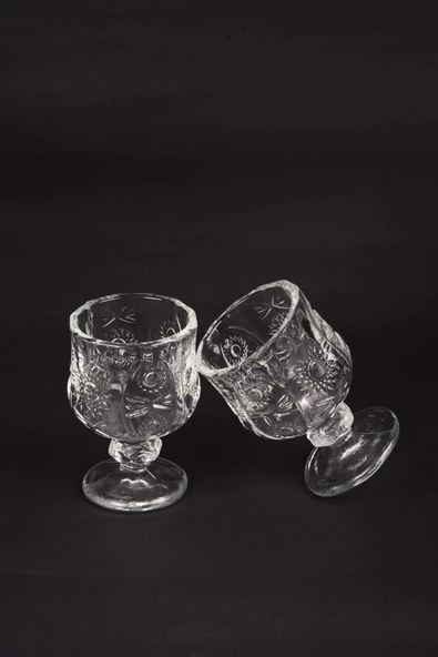 Ayaklı Kahve Yanı Bardağı Kristal Kesim Shot Bardak 7cm x 4 cm 6 Lı Set - 4