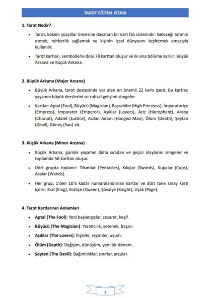 Tarot Eğitim Kitabı (Ders Notları ve 1000 Soru) - 5