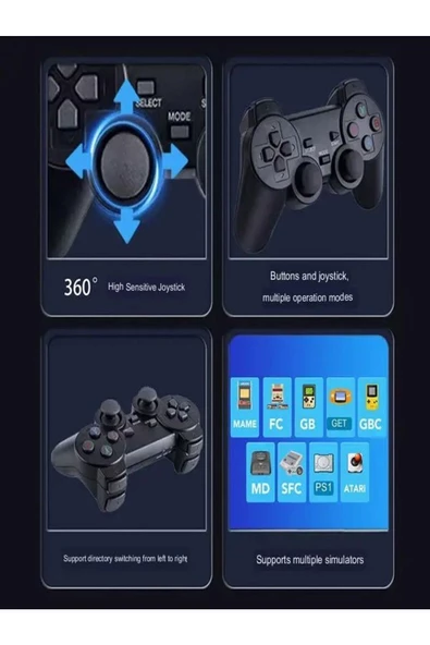 DEANB LİTE-M8 4K 2.4GHZ  64G OYUN KONSOLU 2 ADET KABLOSUZ JOYSTİK RETRO GAME STİCK - 3