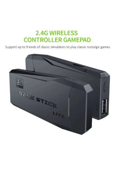 pinlock 2.4g Kablosuz Çift Kol Retro Oyunlar 4k Game Stick 10.000 Oyun Atari 64 GB - 7