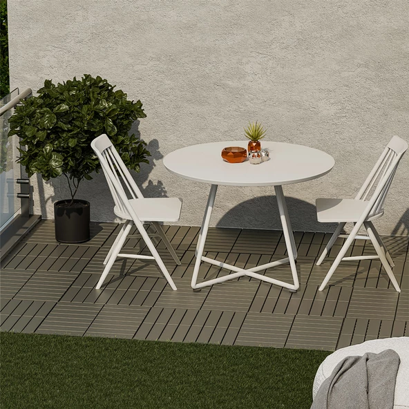 Porsima 1177 Bahçe Balkon Teras Zemin Paspası Banyo Paspası 9lu Dış Mekan Karosu Latte - 3