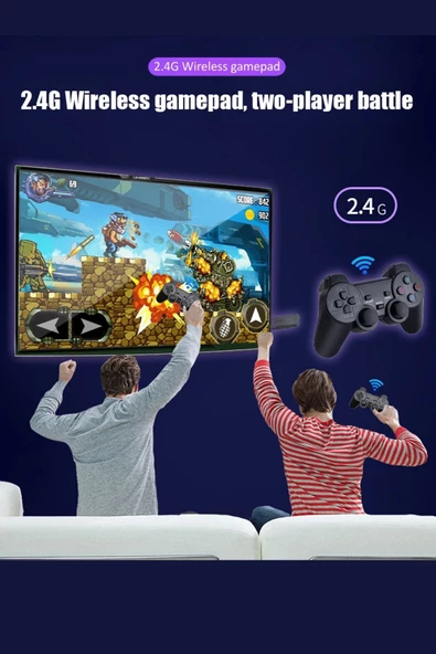 pinlock 2.4g Kablosuz Çift Kol Retro Oyunlar 4k Game Stick 10.000 Oyun Atari 64 GB - 3