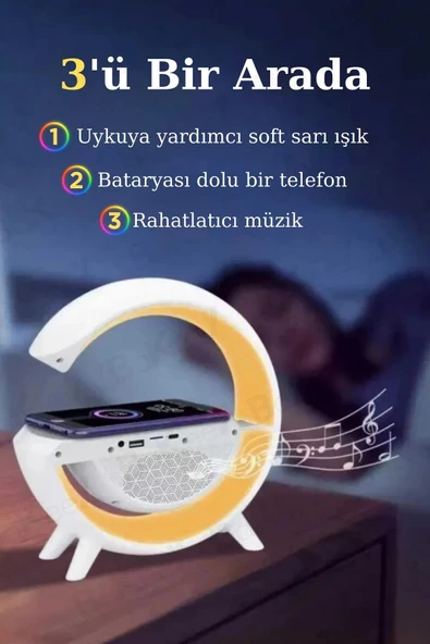 AbaTech G HOPARLÖR KABLOSUZ ŞARJLI SPEAKER GECE LAMBASI LED G HOPARLÖR - 2