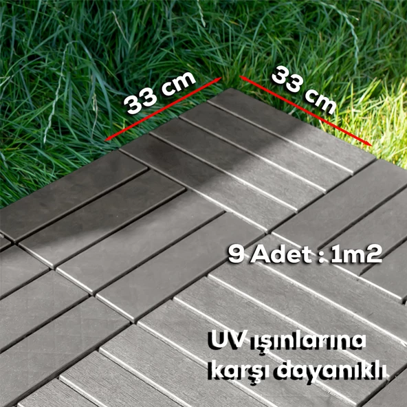 Porsima 1177 Bahçe Balkon Teras Zemin Paspası Banyo Paspası 9lu Dış Mekan Karosu Latte - 8