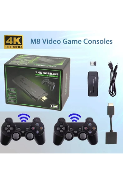 Tekno Faresi 2.4g Kablosuz Çift Kol Retro Oyunlar uktra 4k Game Stick 15000 Oyun Atari M8 - 6
