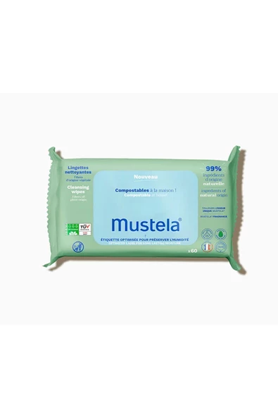 Mustela Kompost Edilebilir Islak Mendil 60 Yaprak - Resim 2
