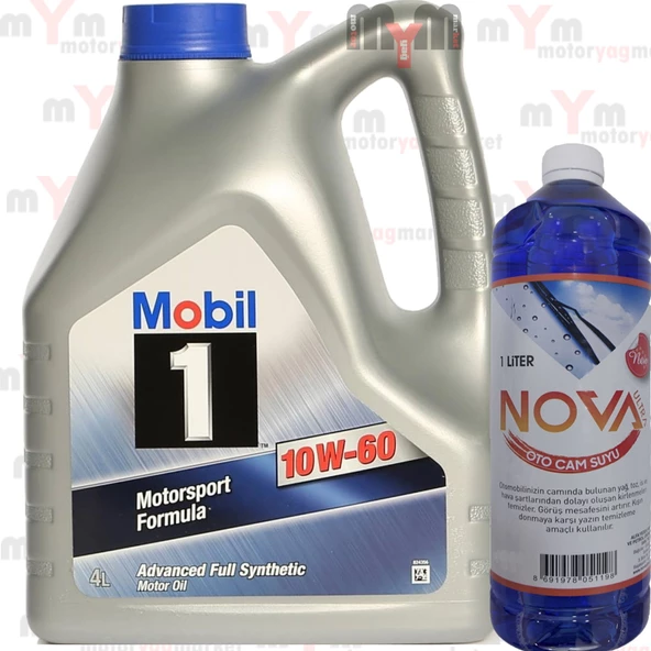 Mobil 1 Motosport Formula 10W-60 Tam Sentetik Motor Yağı 4 L + Cam Suyu 1 L