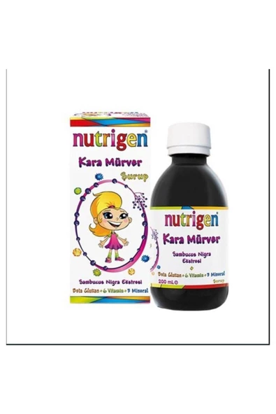 Nutrigen Elderberry Kara Mürver Beta Glukan Vitamin ve Mineral İçeren Şurup 200 ml