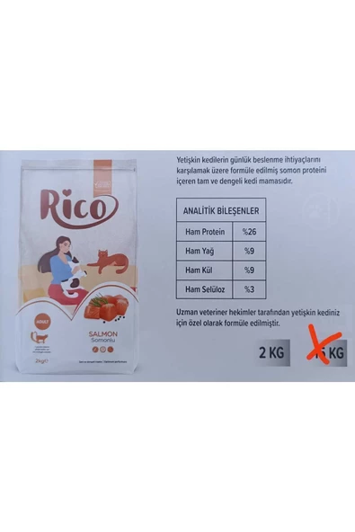 RİCO SOMONLU YETİŞKİN KEDİ MAMASI 2 KİLO