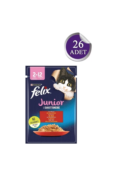 Pouch Junior Sığır Etli Yavru Kedi Konservesi 26 Adet 85 gr