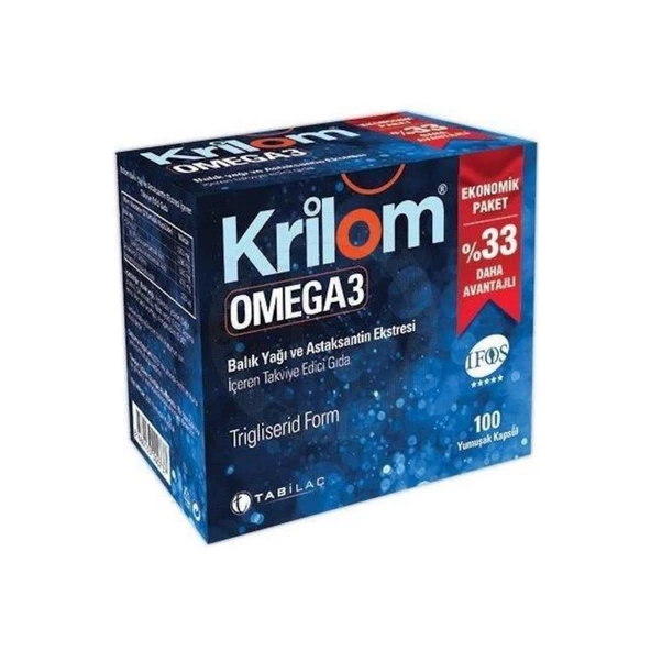 Krilom Omega 3 İçeren Takviye Edici Gıda 100 Yumuşak Kapsül