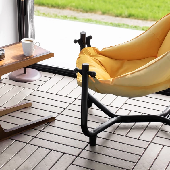 Porsima 1177 Bahçe Balkon Teras Zemin Paspası Banyo Paspası 18li Dış Mekan Karosu Latte - 6