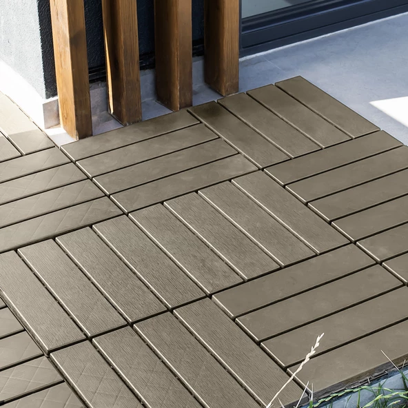 Porsima 1177 Bahçe Balkon Teras Zemin Paspası Banyo Paspası 18li Dış Mekan Karosu Latte - 8