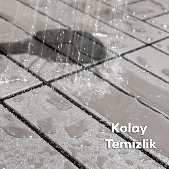 Porsima 1177 Bahçe Balkon Teras Zemin Paspası Banyo Paspası 18li Dış Mekan Karosu Latte - 11