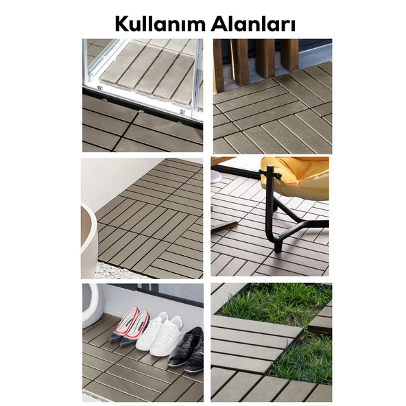 Porsima 1177  Bahçe Balkon Teras Zemin Paspası Banyo Paspası 27li Dış Mekan Karosu Latte - 10