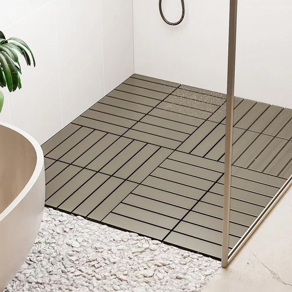 Porsima 1177  Bahçe Balkon Teras Zemin Paspası Banyo Paspası 27li Dış Mekan Karosu Latte - 3
