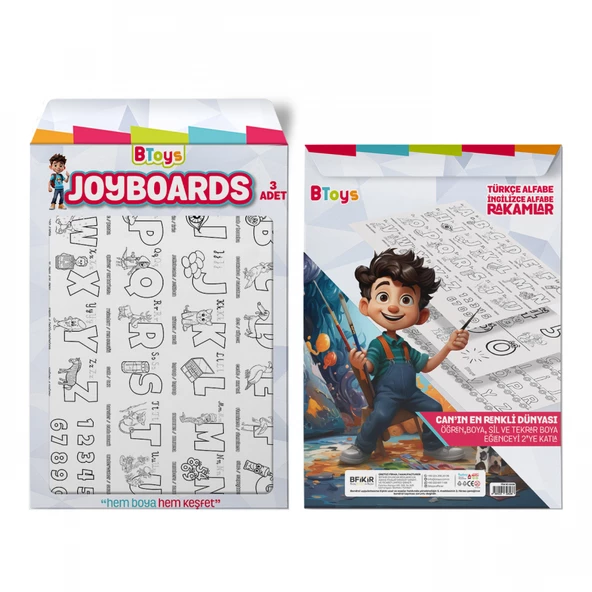 BToys Joyboards Türkçe Alfabe, İngilizce Alfabe, Rakamlar 3 Adet