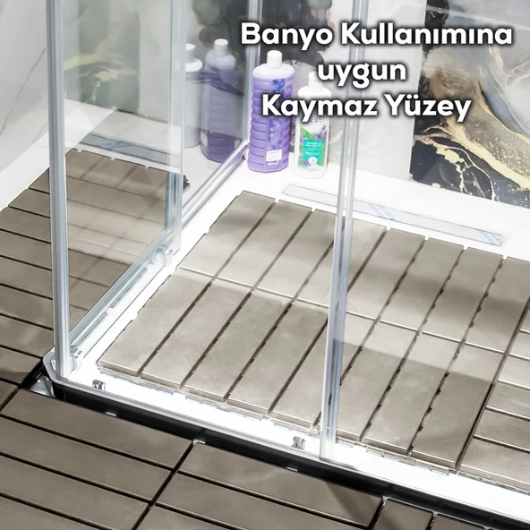 Porsima 1177 Bahçe Balkon Teras Zemin Paspası Banyo Paspası 36lı Dış Mekan Karosu Latte - 9