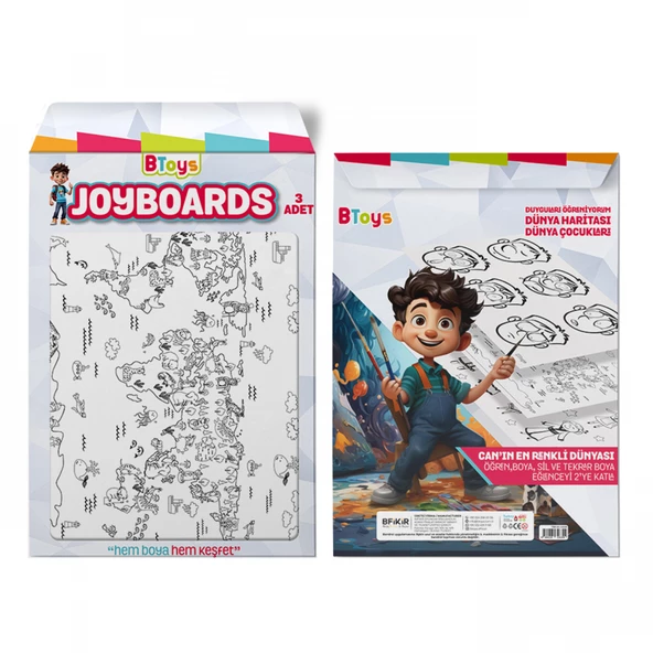 BToys Joyboards Duyguları Öğreniyorum, Dünya Haritası, Dünya Çocukları 3 Adet - 3