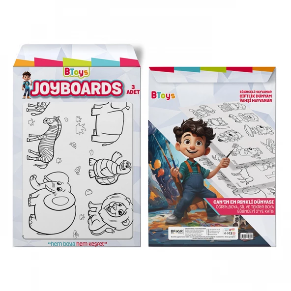 BToys Joyboards Eğleceli Hayvanlar, Çiftlik Dünyam, Vahşi Hayvanlar 3 Adet - 3