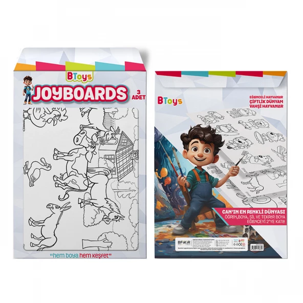 BToys Joyboards Eğleceli Hayvanlar, Çiftlik Dünyam, Vahşi Hayvanlar 3 Adet - 2