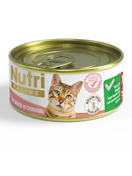 Nutri Feline 85Gr Ton Balıklı Somonlu Tahılsız 1Adet Yaş Kedi Maması