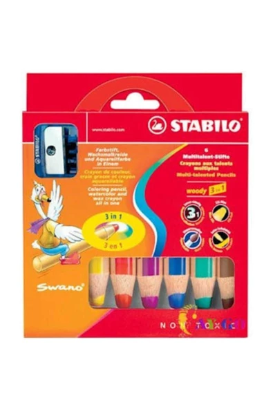 Stabilo Woody 3 In 1 6 Renk Paket 8806-2