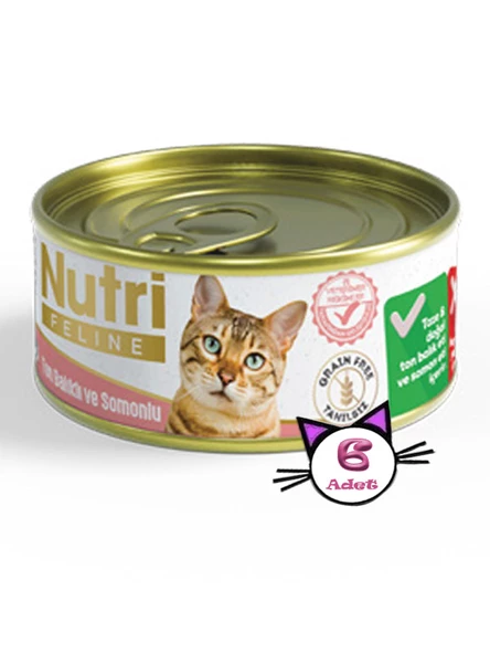 Nutri Feline 85Gr Ton Balıklı Somonlu Tahılsız 6Adet Yaş Kedi Maması