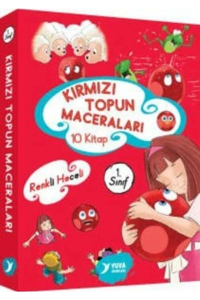 Yuva / 1.Sınıf Kırmızı Topun Maceraları - (10 Kitap Düz - Heceli)