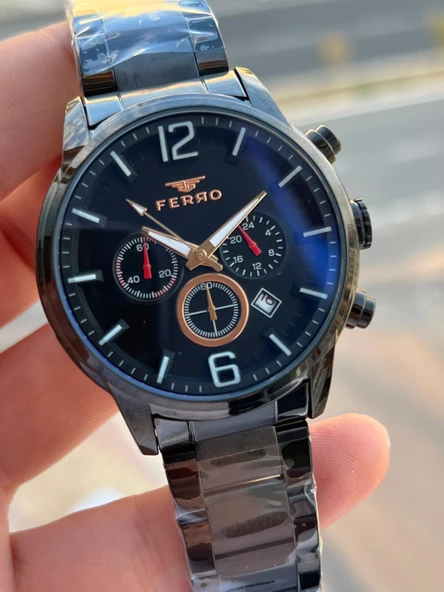 Ferro Çelik Kordon İç Fonksiyonlar Aktif Takvimli 30 Mt Su Geçirmez Erkek Kol Saat EFM31916-G - Resim 4