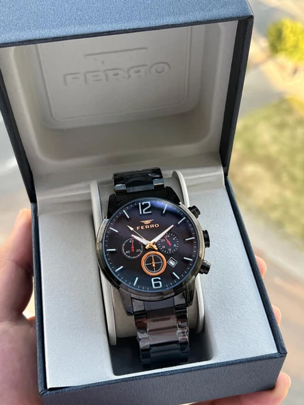 Ferro Çelik Kordon İç Fonksiyonlar Aktif Takvimli 30 Mt Su Geçirmez Erkek Kol Saat EFM31916-G ürün görseli