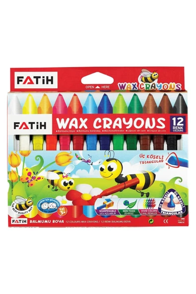 Fatih 50290 Mum Pastel Boya Triangular Üçgen Crayons 12 Renk