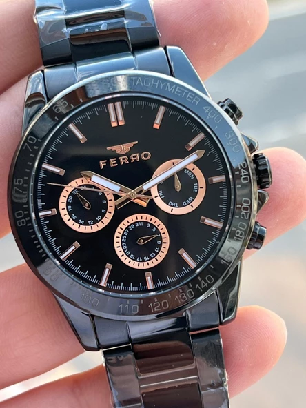 Ferro Çelik Kordon İç Fonksiyonlar Aktif Takvimli 30 Mt Su Geçirmez Erkek Kol Saati EFM11468-XG - Resim 5