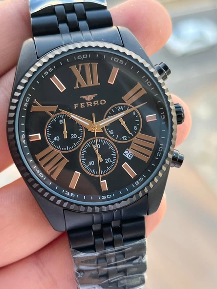 Ferro Çelik Kordon İç Fonksiyonlar Aktif Takvimli 30 Mt Su Geçirmez Erkek Kol Saati EFM31187-G - Resim 5