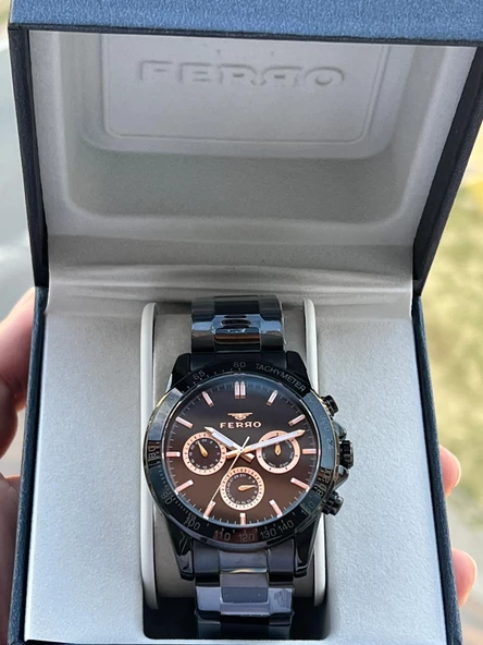 Ferro Çelik Kordon İç Fonksiyonlar Aktif Takvimli 30 Mt Su Geçirmez Erkek Kol Saati EFM11468-XG ürün görseli