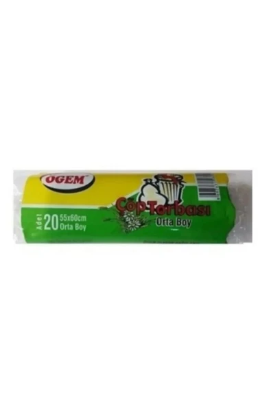 Orta Boy Çöp Torbası 55 x 60 cm 20 Li Rulo x 1 Paket = 20 Adet (Mavi)