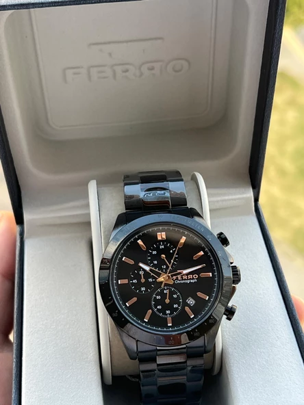 Ferro Çelik Kordon İç Fonksiyonlar Aktif Takvimli 30 Mt Su Geçirmez Erkek Kol Saati EFM31455-G ürün görseli