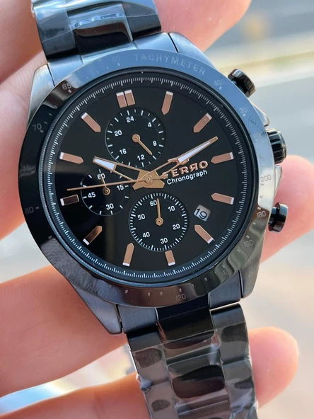 Ferro Çelik Kordon İç Fonksiyonlar Aktif Takvimli 30 Mt Su Geçirmez Erkek Kol Saati EFM31455-G - Resim 4