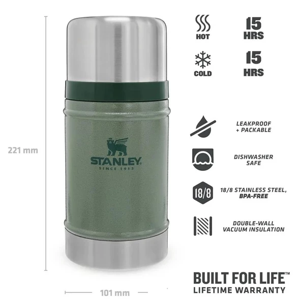 Stanley Klasik Yemek Termosu 0.70 Lt - Hammertone Green - 5