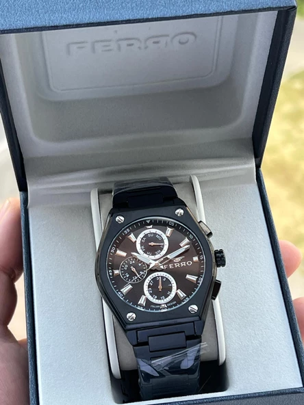 Ferro Çelik Kordon İç Fonksiyonlar Aktif Takvimli 30 Mt Su Geçirmez Erkek Kol Saati EFM40132-BG ürün görseli