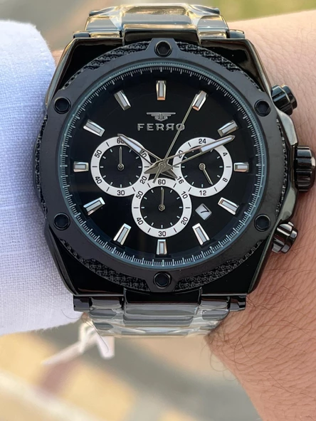 Ferro Çelik Kordon İç Fonksiyonlar Aktif Takvimli 30 Mt Su Geçirmez Erkek Kol Saati EFM31397-BG - 4