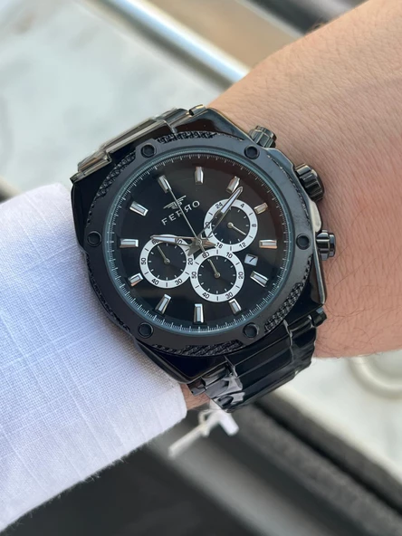 Ferro Çelik Kordon İç Fonksiyonlar Aktif Takvimli 30 Mt Su Geçirmez Erkek Kol Saati EFM31397-BG - 3