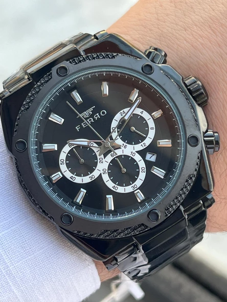 Ferro Çelik Kordon İç Fonksiyonlar Aktif Takvimli 30 Mt Su Geçirmez Erkek Kol Saati EFM31397-BG - 2