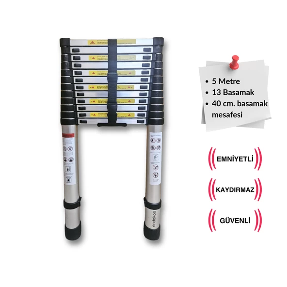 500 cm. - 13  Basamaklı Teleskobik / Teleskopik Merdiven - I Tipi