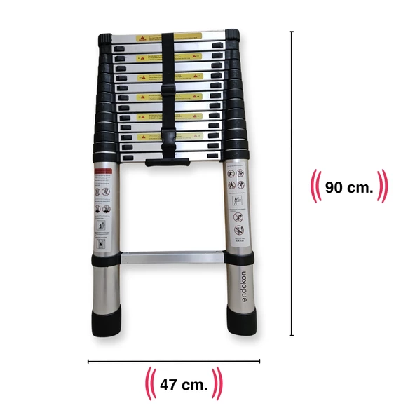 Endokon 410 cm. - 14  Basamaklı Teleskopik Alüminyum Merdiven - I Tipi Uzayan Merdiven - 2