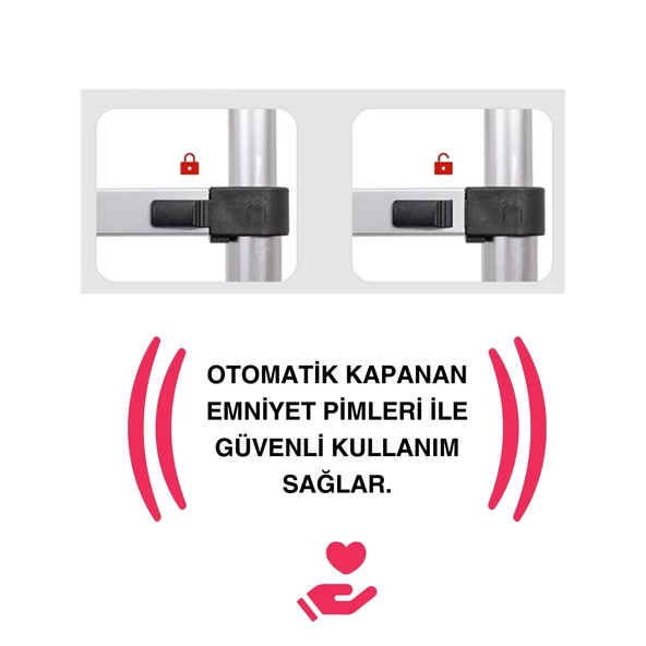 Endokon 220 + 220 cm. - 7+7 Basamaklı Teleskopik Merdiven - A Tipi Uzayan Merdiven - 5