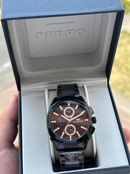 Ferro Çelik Kordon İç Fonksiyonlar Aktif Takvimli 30 Mt Su Geçirmez Erkek Kol Saati EFM40126-BG ürün görseli