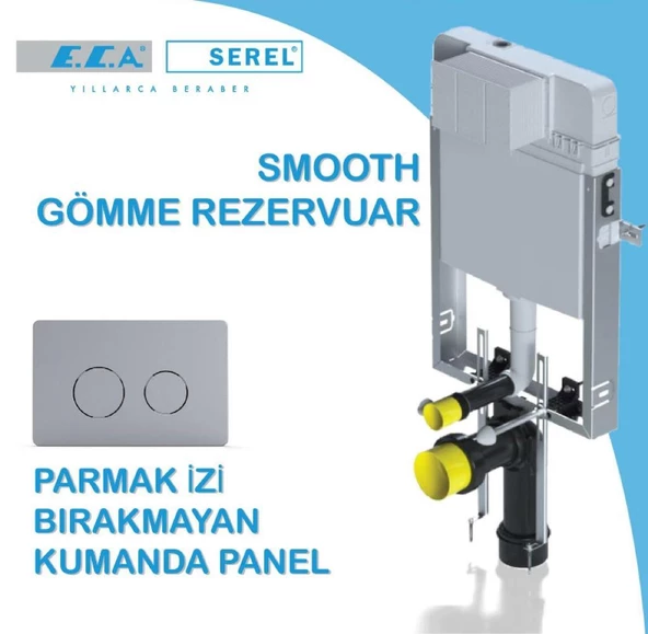 Serel Smooth Asma Klozet İçin Metal Ayaklı Gömme Rezervuar Tam Takım Set - Resim 5
